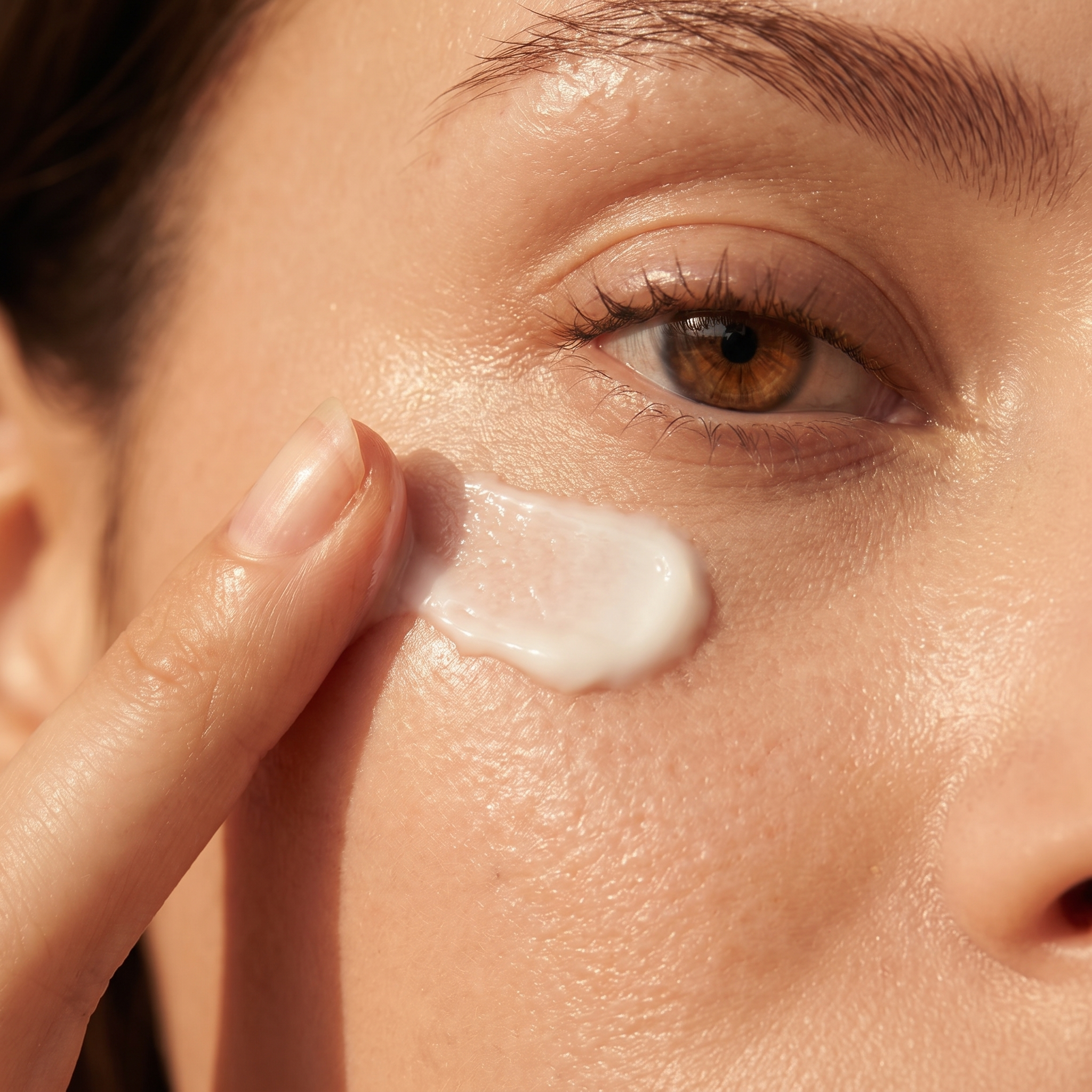 Crème Regard Peptidique appliquée sur le contour des yeux