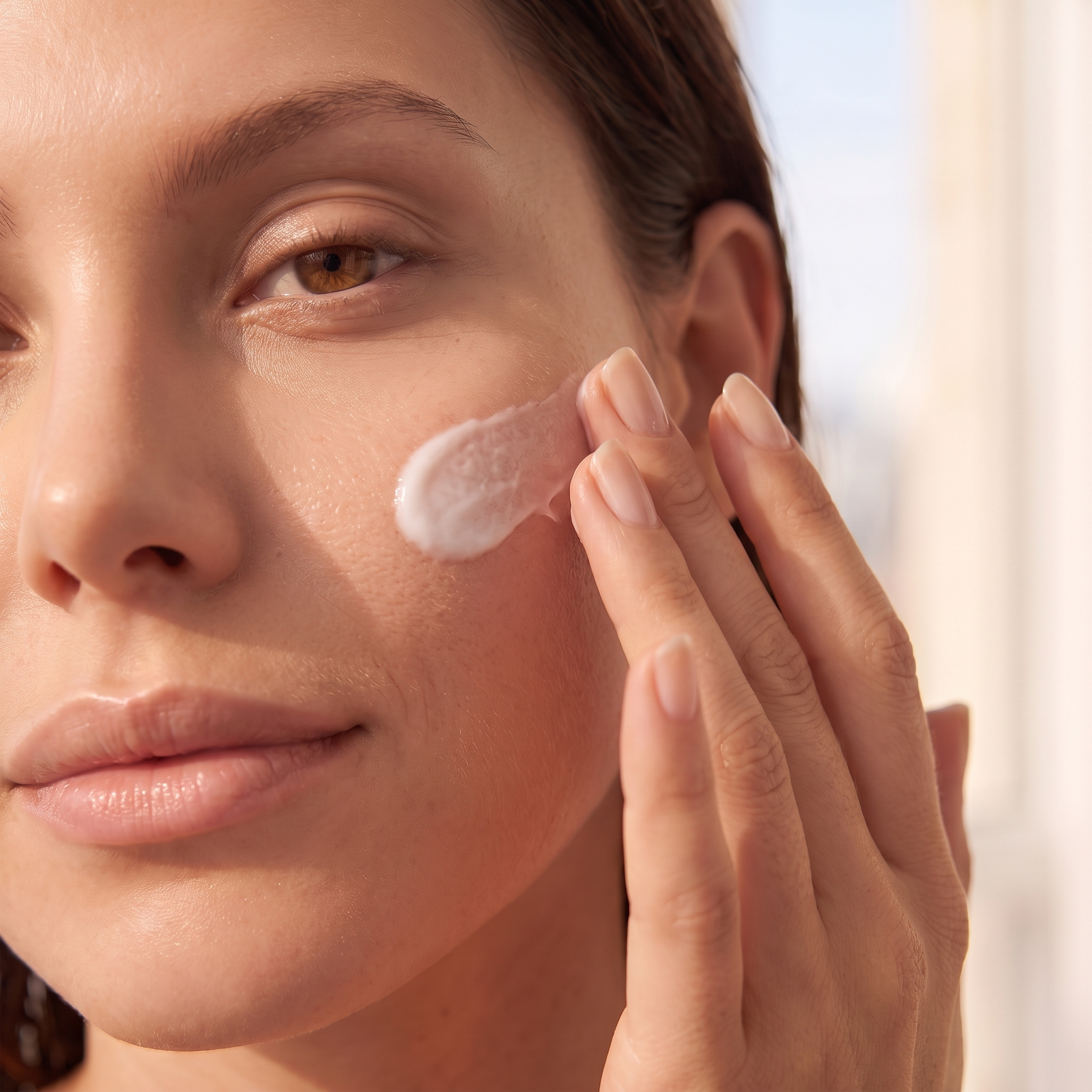 Crème Lumière Le geste, application de Crème Lumière sur la peau