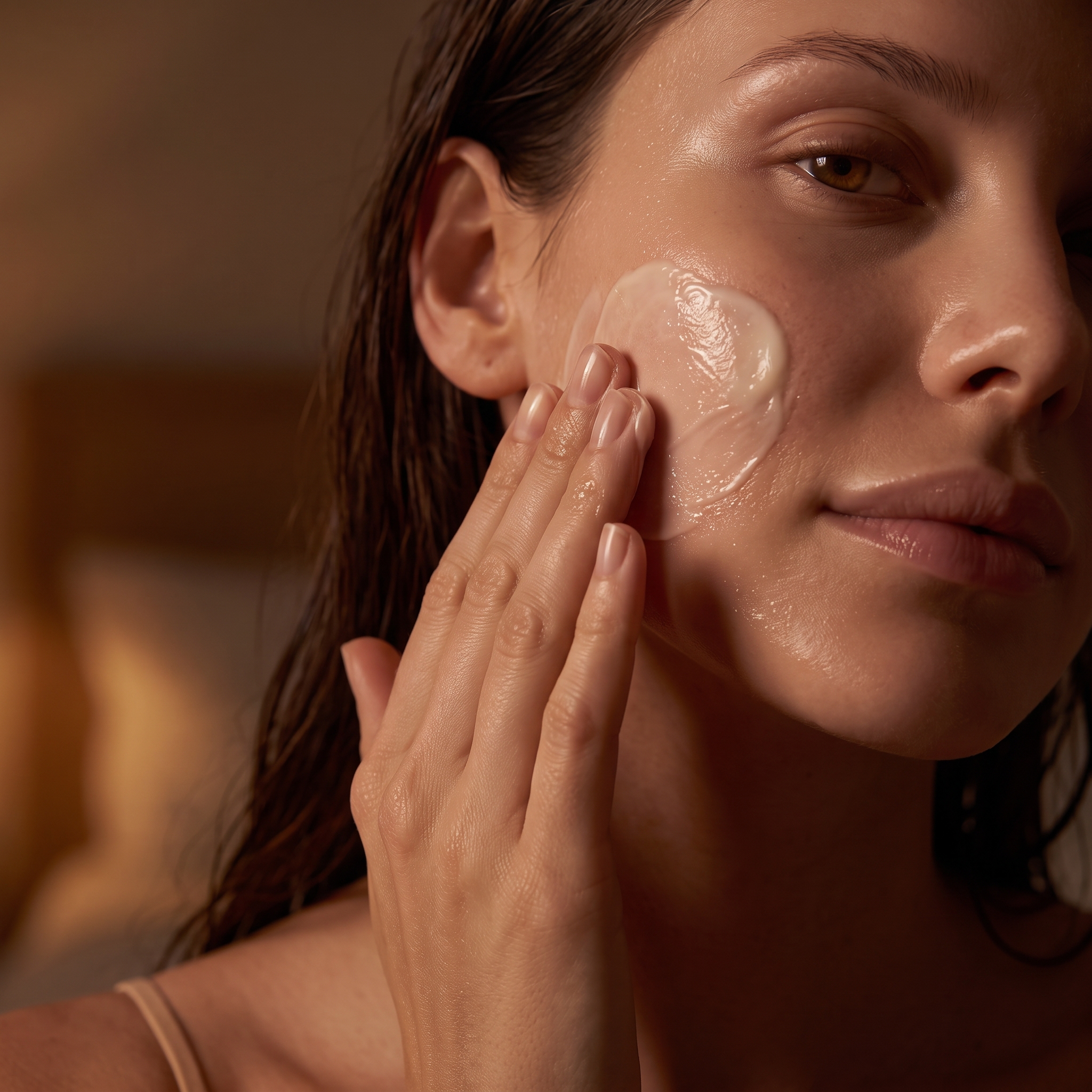 The gesture, applying Eclipse Cream in the evening