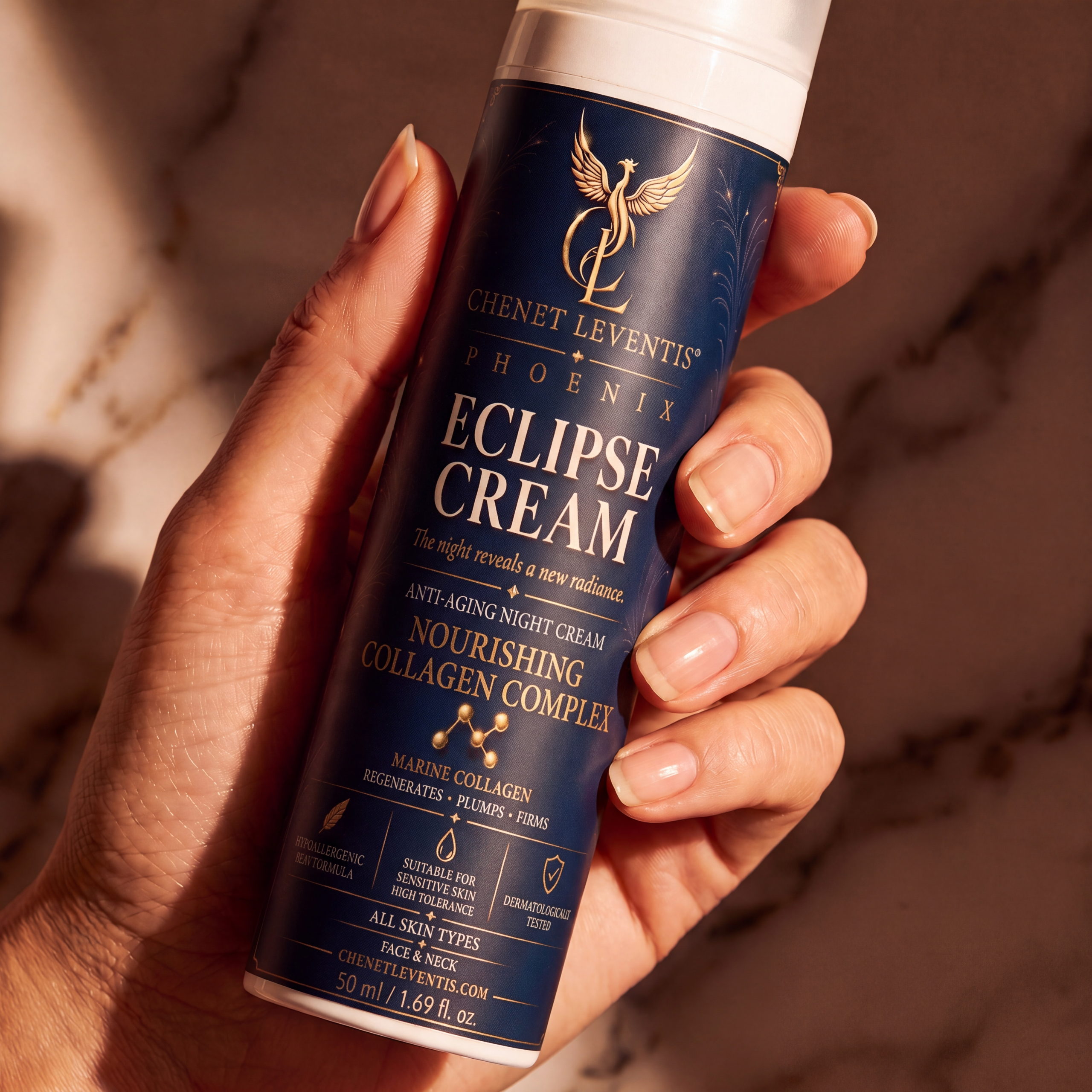 Eclipse Cream, bottle held in hand